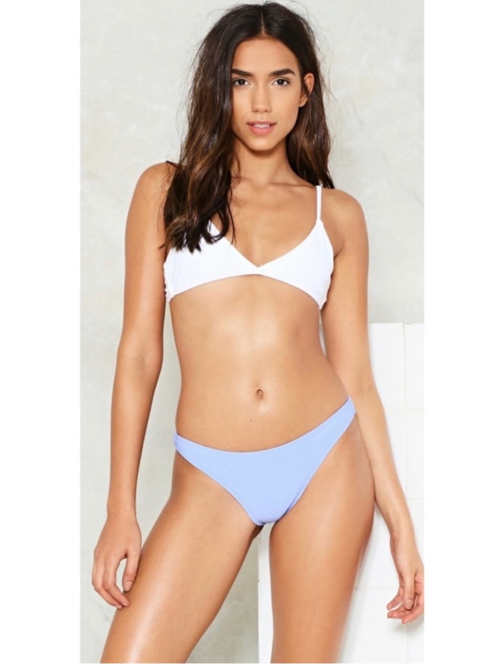 Periwinkle Ribbed Bikini Bottom